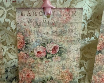 Set of 4 Tags Tiny Roses and Music Notes