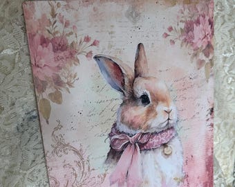 Pretty Pink Bunny Wall Hanging Plaque