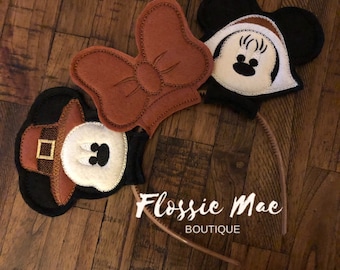 Disney inspired Thanksgiving ears, Mickey and Minnie Pilgrim ears, disney thanksgiving, Mickey Thanksgiving Ears