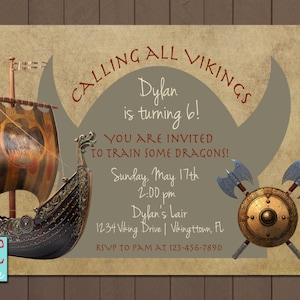 Viking Dragon Train, pirate Ship Invitation - PRINTABLE DIGITAL FILE - 5x7