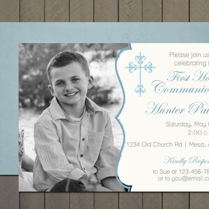 First Communion Baptism Confirmation Invitation Announcement, PRINTABLE DIGITAL FILE