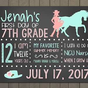 First Last day of School Sign, Back to School, Photo Prop, Personalized Chalkboard sign - PRINTABLE DIGITAL FILE 8.5&quot; x 11&quot;