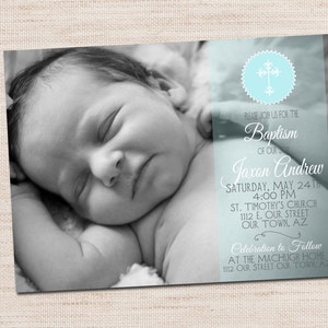 Baptism, Confirmation, First Communion, Photo Invitation Announcement, 5 x 7 PRINTABLE DIGITAL FILE