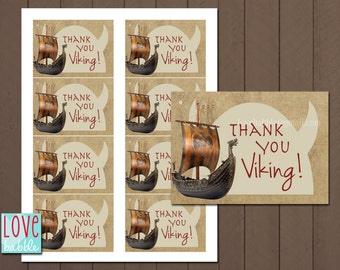 Viking, étiquettes de faveur du train du dragon, cadeaux, carte de remerciement - fichier numérique imprimable - feuille de (8) 2,5 "x 3,5"