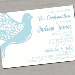 Confirmation, Baptism, First Communion Invitation, 5 x 7 PRINTABLE DIGITAL FILE