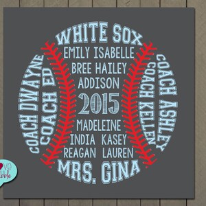 Baseball Softball Coach Team Gift, Word Cloud Art - PRINTABLE DIGITAL FILE - various sizes