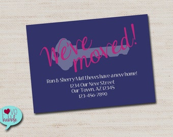 Moving announcement, Change of Address cards, housewarming party invitation - PRINTABLE DIGITAL FILE 4" x 5.5"