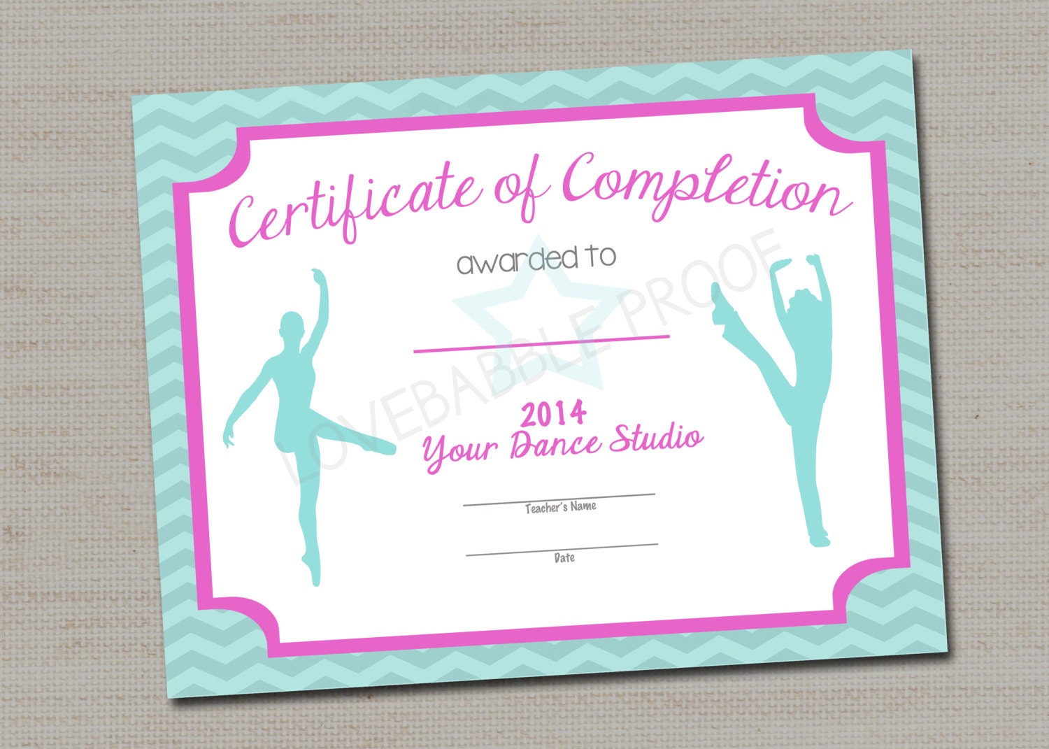 Dance Certificate Gymnastics Certificate PRINTABLE DIGITAL  Etsy