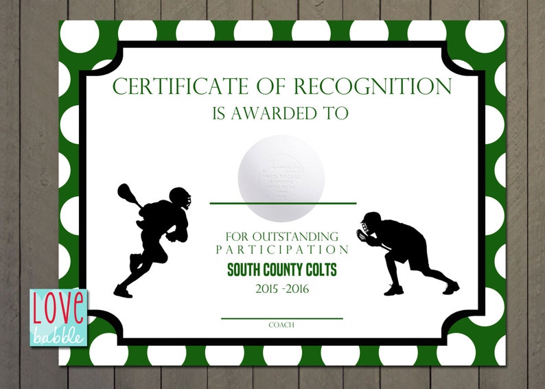 Lacrosse Sports Award Certificate 8 5 X 11 PRINTABLE DIGITAL Etsy