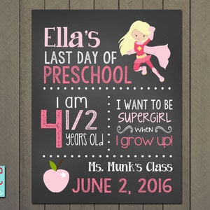 First day of School Photo Sign, Back to School, Photo Prop, Personalized Chalkboard Picture sign - PRINTABLE DIGITAL FILE 8.5&quot; x 11&quot;