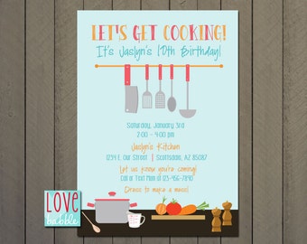 Cooking Baking Kitchen Chef Party, Kitchen Bridal Shower, Cooking class Invitation - PRINTABLE DIGITAL FILE 5x7