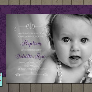 Baptism, Confirmation, First Holy Communion, Dedication Photo Invitation Announcement, with photo 5 x 7 PRINTABLE DIGITAL FILE