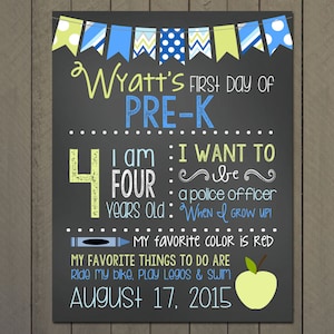 First day of School photo sign, Back to School, Chalkboard Photo Picture Sign  - PRINTABLE DIGITAL FILE 8.5x11&quot;
