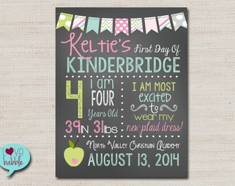 First Day of School Photo Sign, Back to School, Chalkboard Photo Picture Sign  - PRINTABLE DIGITAL FILE 8.5" x 11"