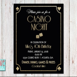 30th 40th 50th Casino Game Night Poker Cards Birthday Party  Invitation PRINTABLE DIGITAL FILE