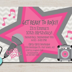 Rock star party, karaoke party, super star party invitation - PRINTABLE DIGITAL FILE 5x7
