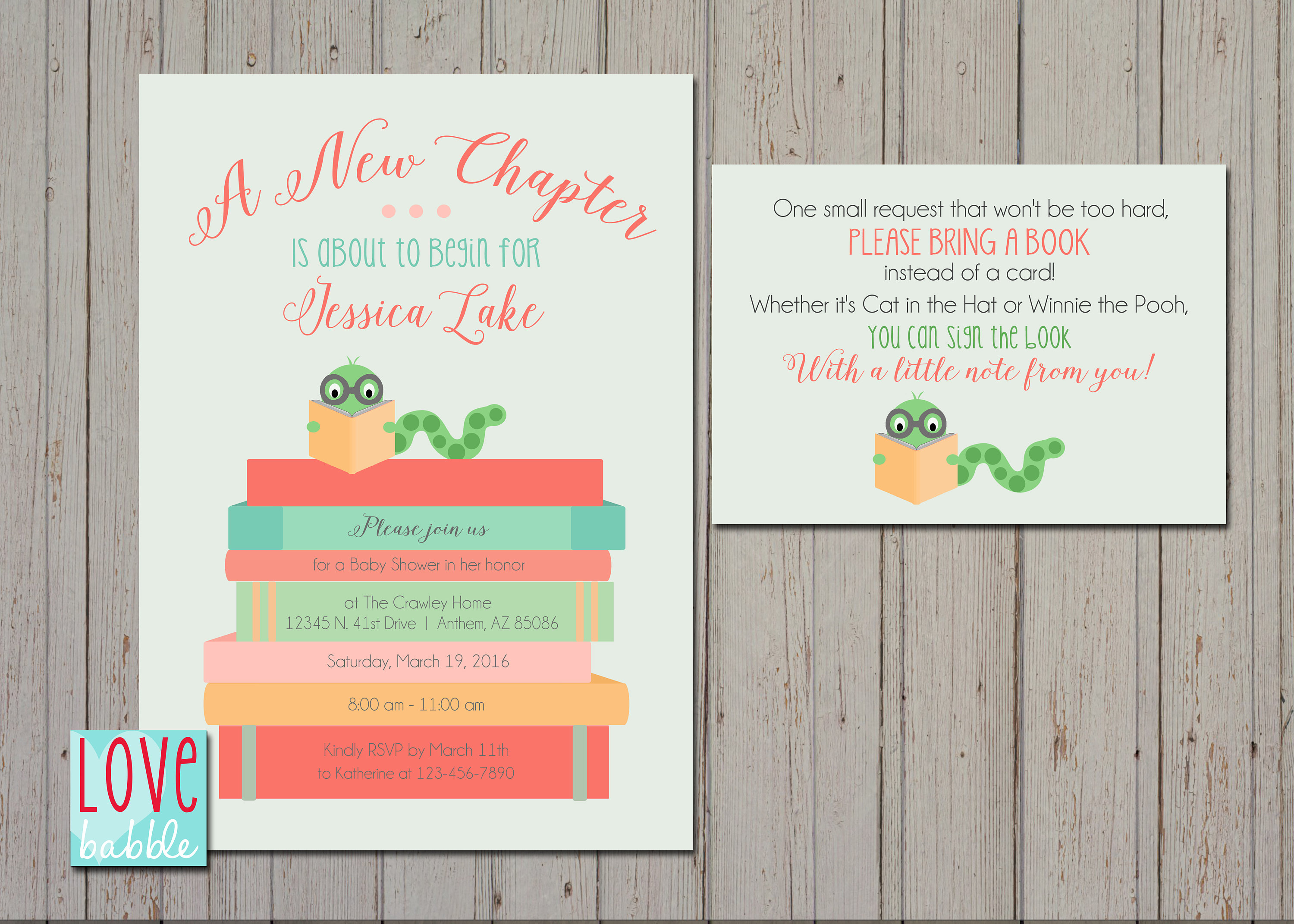 Baby Shower Books Book Worm Invitation Baby Shower Neutral Etsy