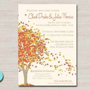 Herbst-Herbst-Hochzeit, Verlobungsfeier, Brautparty des Paares, Erntedankfest-Einladung - DIGITALDATEI zum DRUCK - 15x7