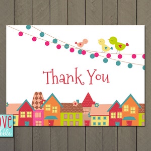 Village Baby Shower, agent immobilier, nouvelle maison, pendaison de crémaillère Merci carte Notes PRINTABLE DIGITAL FILE - 4"x5.5"