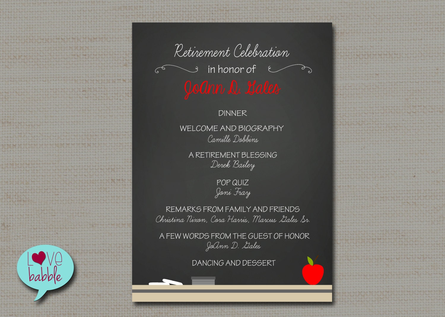 Teacher School Retirement Party Program Invitation Chalkboard - Etsy