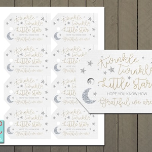 Twinkle Twinkle Star Babyparty, Erster Geburtstag, Glitter Favors Favor Tag - druckbare digitale Datei von (8)
