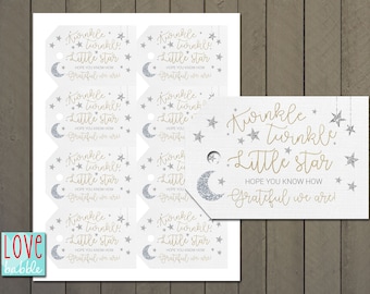 Twinkle Twinkle Star Baby Shower, First Birthday, Glitter Favors Favor Tag - PRINTABLE DIGITAL FILE sheet of (8)