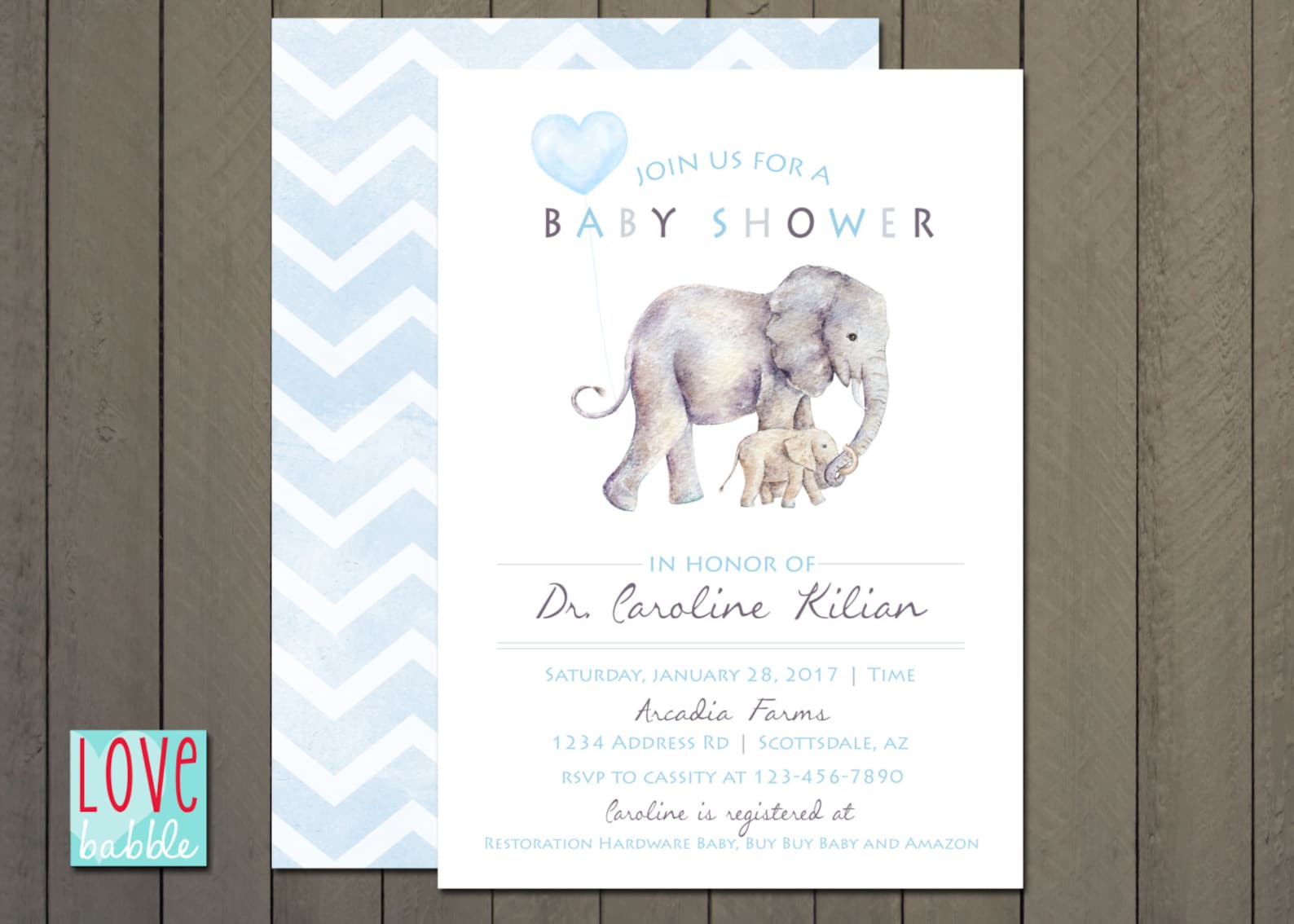Baby Shower Invitation Adoption Shower Boy Elephant Blue Etsy