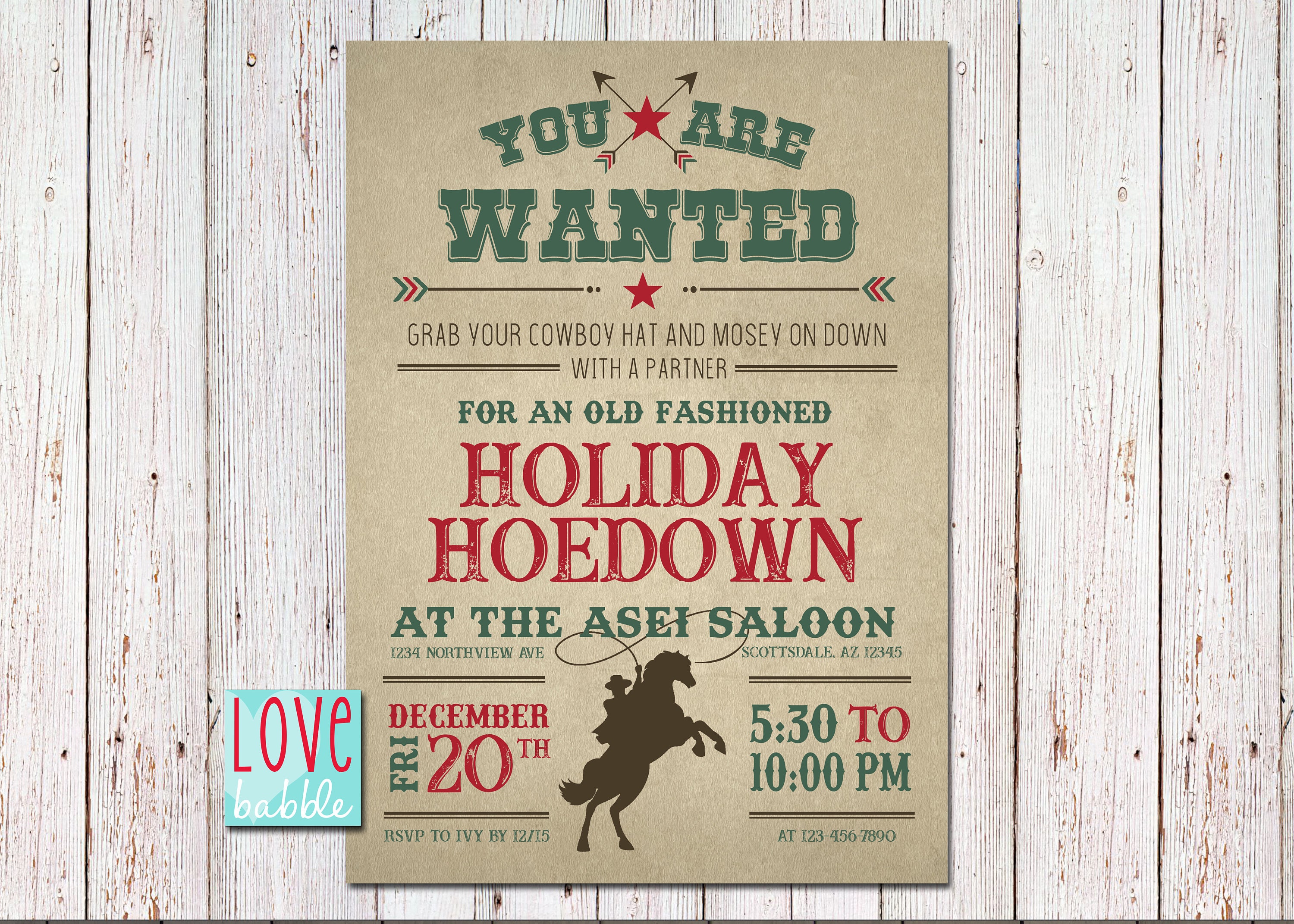 Holiday Hoedown Western Cowboy Company Christmas Party Etsy