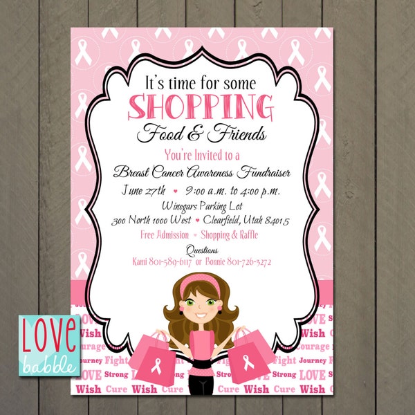 Breast Cancer Awareness Fundraiser, Jewelry Boutique Nail Cooking Candle Party, invitation PRINTABLE DIGITAL FILE - 5x7