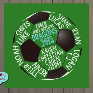Soccer Coach Team Gift, Word Cloud Art - PRINTABLE DIGITAL FILE - various sizes