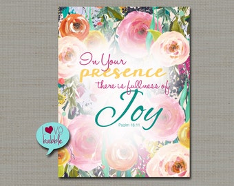 Psalm 16:11, Scripture Gift, Wall Art PRINTABLE DIGITAL FILE - 8.5x11