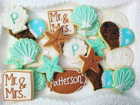 1 dozen beach wedding theme cookies | Etsy