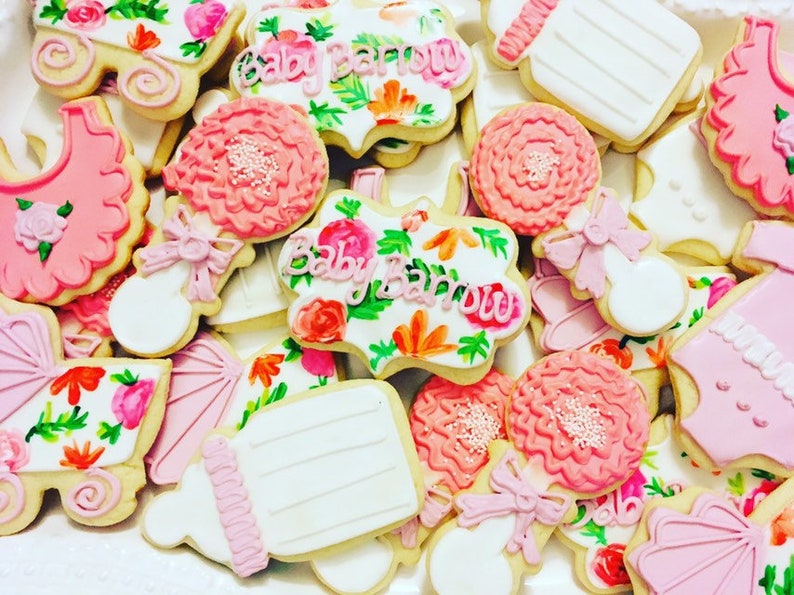1 Dozen Floral Theme Baby Shower Cookies Etsy