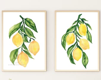 Lemon Art Prints, Set of 2  by HippieHoppy