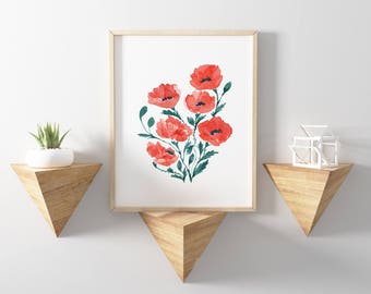 Red PoppiesWatercolor Print
