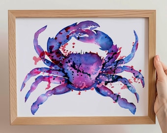 カニの水彩画 手描きの壁アート - Etsy 日本