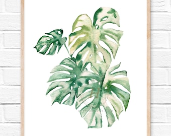 Monstera Plant Watercolor Print