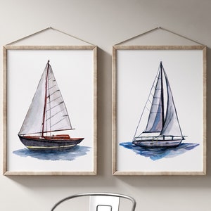 2 Sailboat Painting Nautical Decor Coastal Paintings