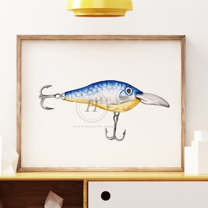 Fishing Lure Watercolor Print Wall Art