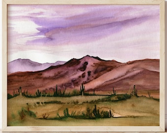 Desert Mountains, Watercolor Printing