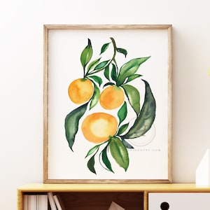 Orange Watercolor Print Citrus Fruit Wall Art