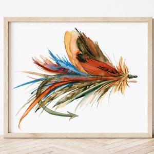 Fishing Fly Watercolor Print by Crystal Cortez