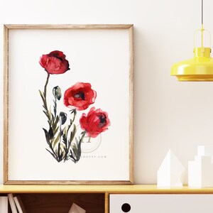 Poppy Flower Watercolor Print