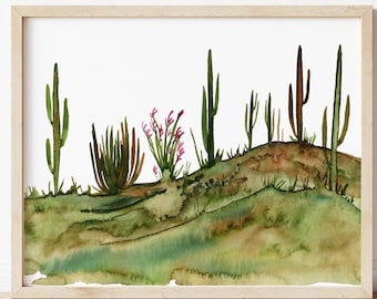 Large Desert Watercolor Print by HippieHoppy
