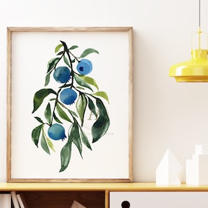 Blueberry Watercolor Print