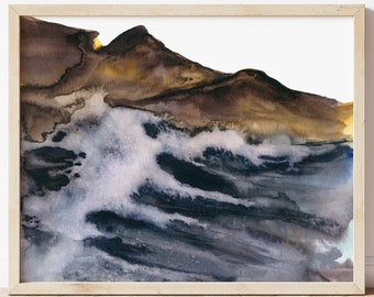 Seelandschaft Aquarell Druck
