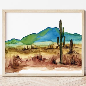 Arizona Desert Watercolor Print by HippieHoppy