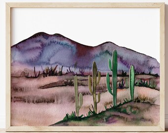 Desert Wall Art Watercolor Print
