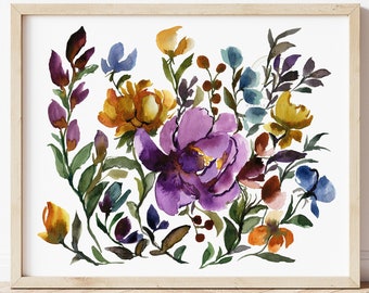 Flower Watercolor Print Floral Wall Art