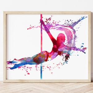 Pole Dancing Art Print, Painted by HippieHoppy